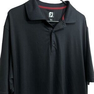 FootJoy Polo Shirt Mens Size Large Black‎ with Red Stretch Golf Outdoor Clean FJ